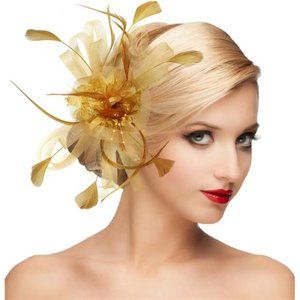 Fascinator Hat Headpiece 20s 50s Retro, Gold
